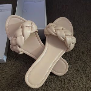 Faux leather slides